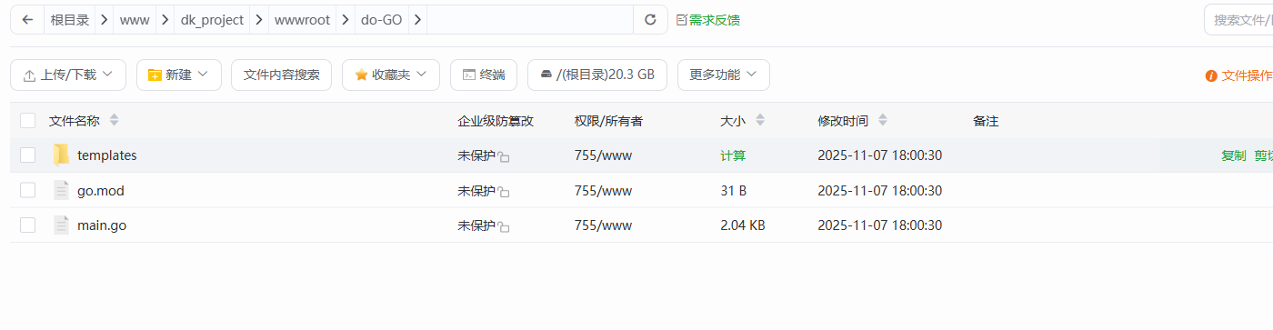 上传Go项目
