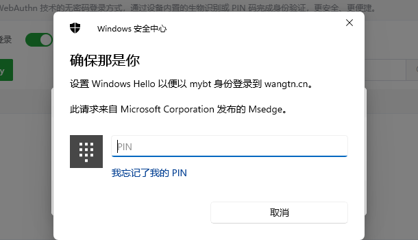 输入PIN码