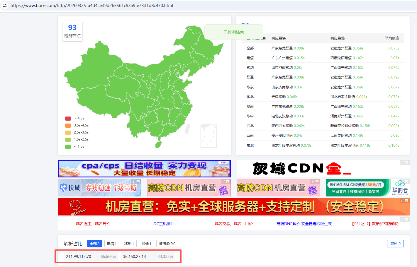 拨测结果示例