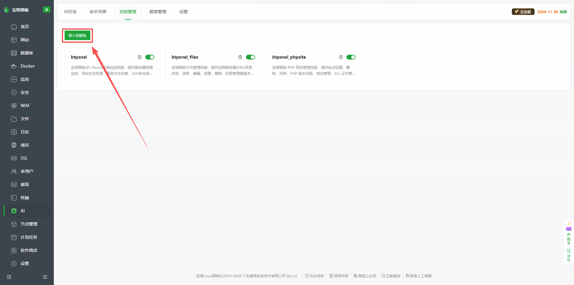 导入技能